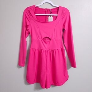 Boutique Athletic Long Sleeved Romper - Magenta Pink size small